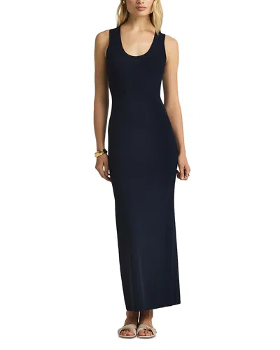 St John Scoop Neck Rib Knit Dress In Midnight