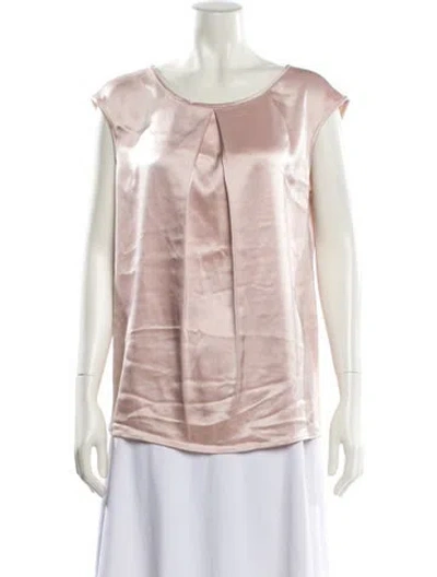 Pre-owned St John Scoop Neck Short Sleeve Blouse W/ Tags In Pink