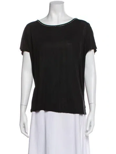 Pre-owned St John Scoop Neck Short Sleeve Top In Black