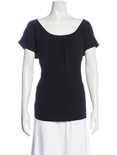 Pre-owned St John Scoop Neck Short Sleeve Top In Blue