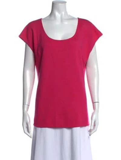 Pre-owned St John Scoop Neck Short Sleeve Top In Pink