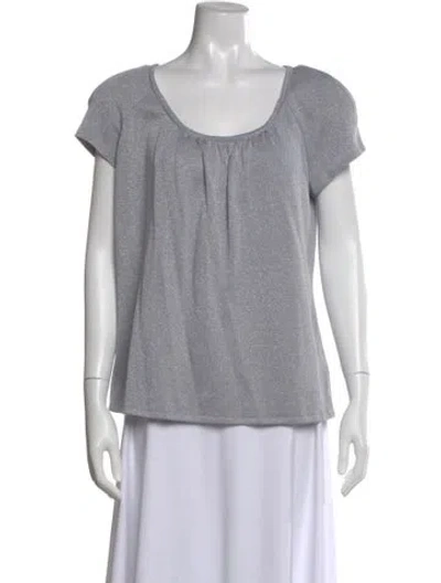 Pre-owned St John Scoop Neck Short Sleeve Top W/ Tags In Gray
