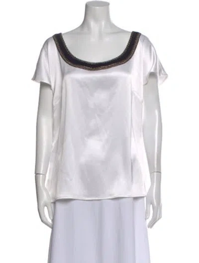 Pre-owned St John Scoop Neck Short Sleeve Top W/ Tags In Neutral
