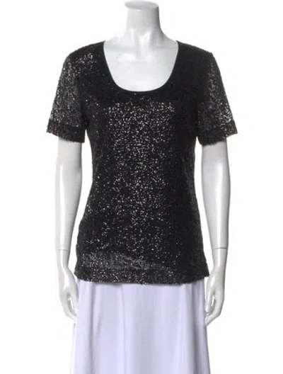 Pre-owned St John Scoop Neck Short Sleeve T-shirt In Black