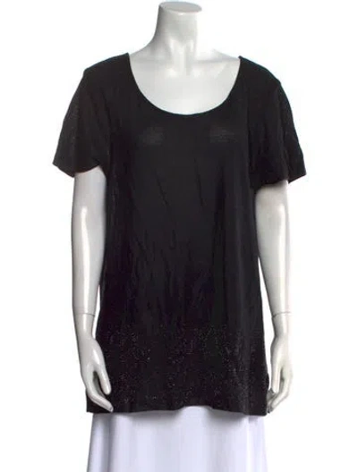 Pre-owned St John Scoop Neck Short Sleeve T-shirt In Black