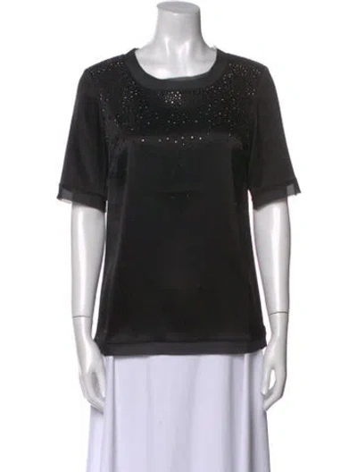 Pre-owned St John Scoop Neck Short Sleeve T-shirt In Black