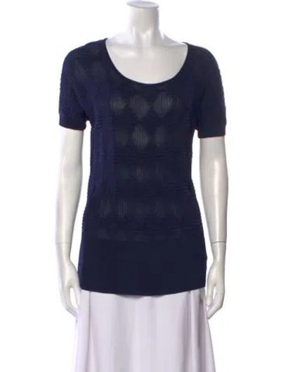 Pre-owned St John Scoop Neck Short Sleeve T-shirt In Blue
