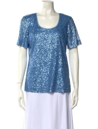 Pre-owned St John Scoop Neck Short Sleeve T-shirt In Blue