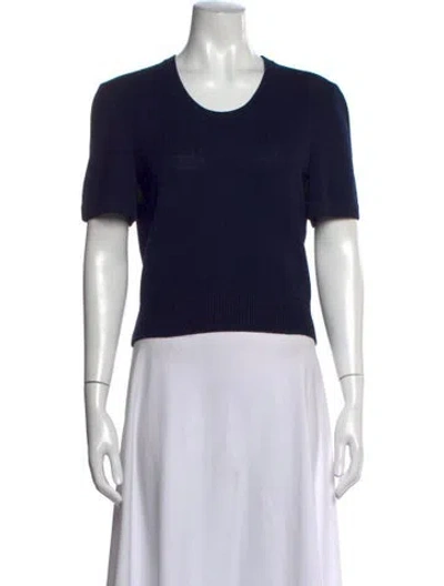 Pre-owned St John Scoop Neck Short Sleeve T-shirt In Blue
