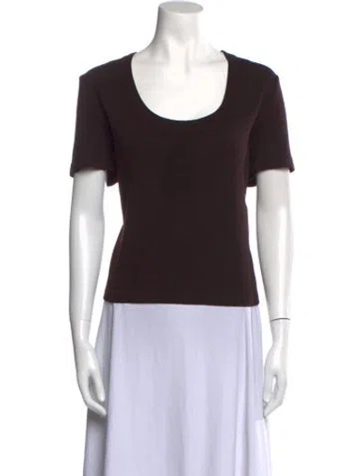 Pre-owned St John Scoop Neck Short Sleeve T-shirt In Brown