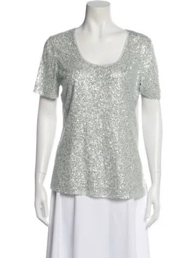 Pre-owned St John Scoop Neck Short Sleeve T-shirt In Green