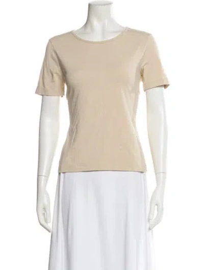 Pre-owned St John Scoop Neck Short Sleeve T-shirt In Neutral