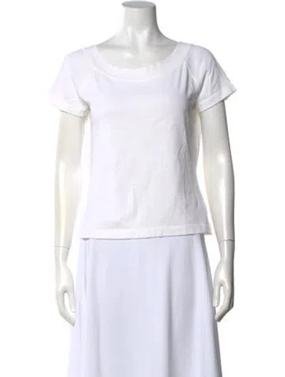 Pre-owned St John Scoop Neck Short Sleeve T-shirt In Neutral