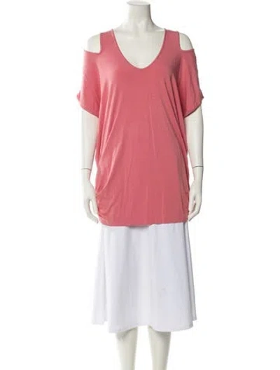 Pre-owned St John Scoop Neck Short Sleeve T-shirt In Pink