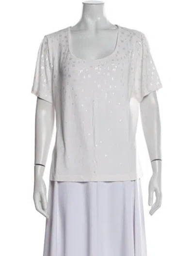 Pre-owned St John Scoop Neck Short Sleeve T-shirt In White