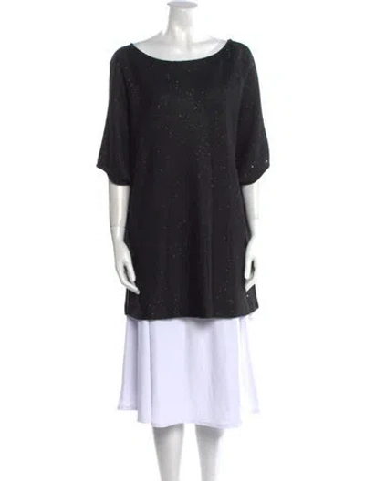 Pre-owned St John Scoop Neck Short Sleeve Tunic In Black