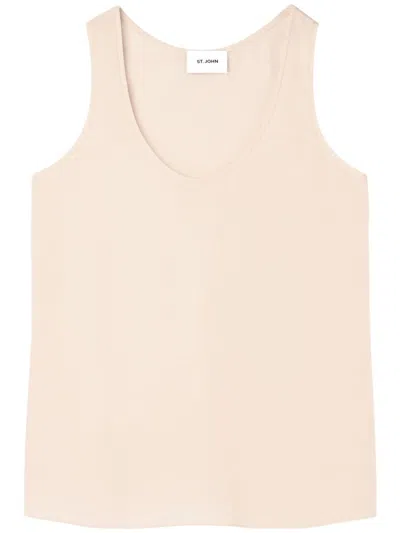 St John Scoop-neck Silk Waistcoat Top In Neutral