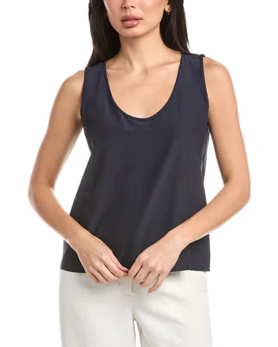 St John St. John Scoop Neck Silk-blend Shell In Blue