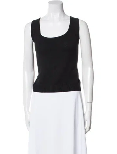 Pre-owned St John Scoop Neck Sleeveless Crop Top In Black