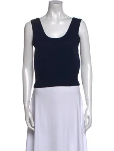 Pre-owned St John Scoop Neck Sleeveless Crop Top In Black
