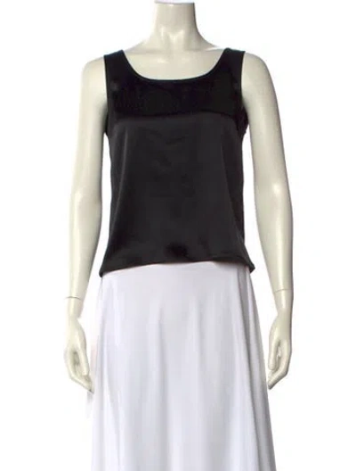 Pre-owned St John Scoop Neck Sleeveless Crop Top In Black