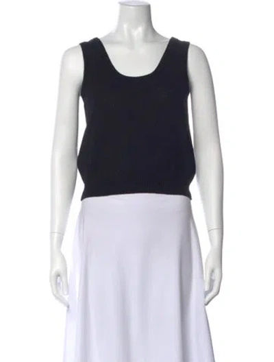 Pre-owned St John Scoop Neck Sleeveless Crop Top In Black
