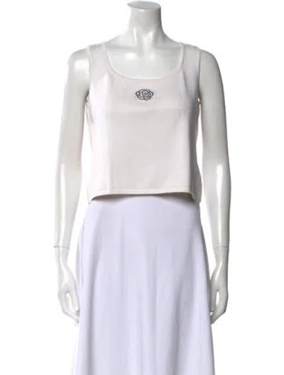 Pre-owned St John Scoop Neck Sleeveless Crop Top In Neutral