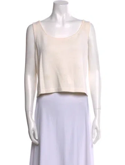 Pre-owned St John Scoop Neck Sleeveless Crop Top In Neutral