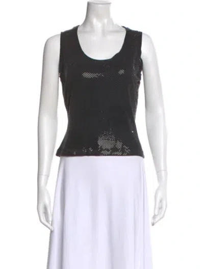 Pre-owned St John Scoop Neck Sleeveless Top In Black