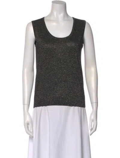 Pre-owned St John Scoop Neck Sleeveless Top In Black
