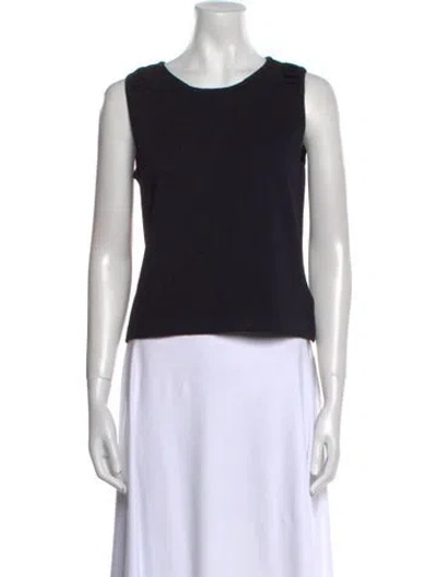 Pre-owned St John Scoop Neck Sleeveless Top In Black