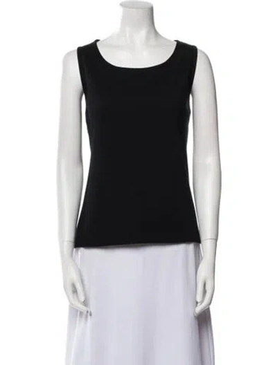 Pre-owned St John Scoop Neck Sleeveless Top In Black