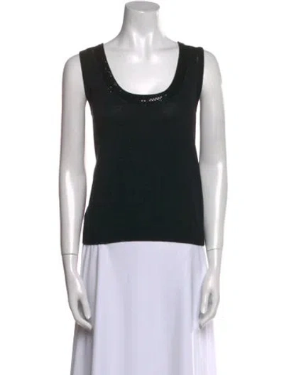 Pre-owned St John Scoop Neck Sleeveless Top In Black