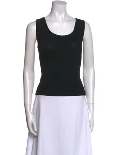 Pre-owned St John Scoop Neck Sleeveless Top In Black