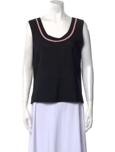 Pre-owned St John Scoop Neck Sleeveless Top In Black