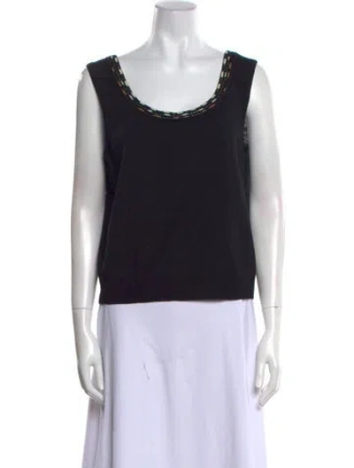 Pre-owned St John Scoop Neck Sleeveless Top In Black