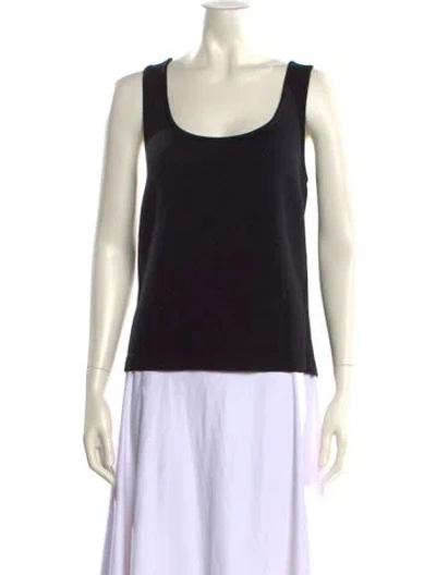 Pre-owned St John Scoop Neck Sleeveless Top In Black