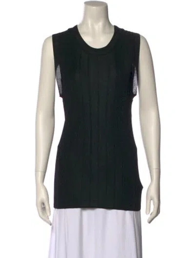 Pre-owned St John Scoop Neck Sleeveless Top In Black