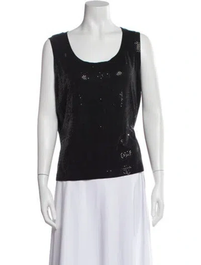 Pre-owned St John Scoop Neck Sleeveless Top In Black
