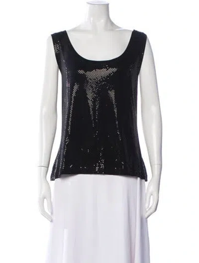 Pre-owned St John Scoop Neck Sleeveless Top In Black