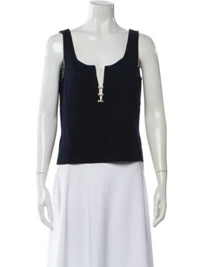 Pre-owned St John Scoop Neck Sleeveless Top In Black