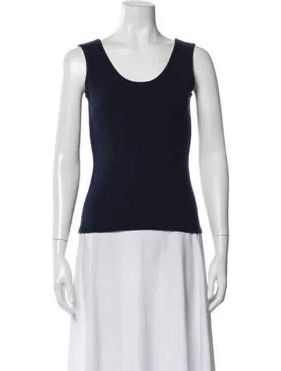 Pre-owned St John Scoop Neck Sleeveless Top In Black