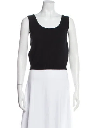 Pre-owned St John Scoop Neck Sleeveless Top In Black