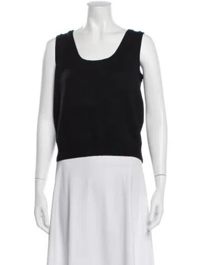 Pre-owned St John Scoop Neck Sleeveless Top In Black