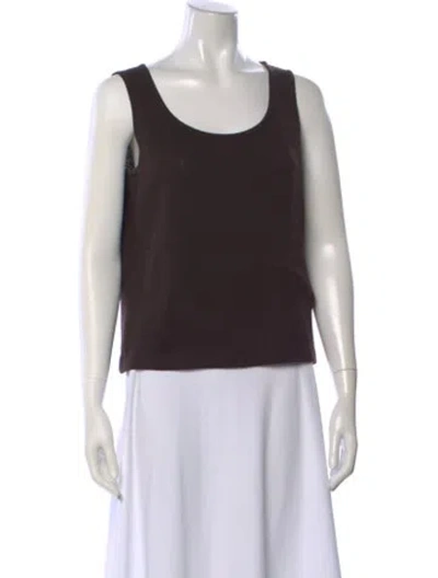 Pre-owned St John Scoop Neck Sleeveless Top In Black