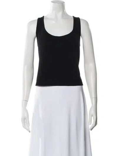 Pre-owned St John Scoop Neck Sleeveless Top In Black
