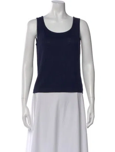 Pre-owned St John Scoop Neck Sleeveless Top In Black