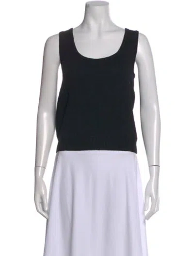 Pre-owned St John Scoop Neck Sleeveless Top In Black