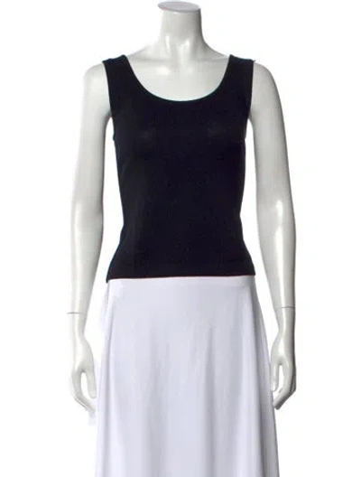Pre-owned St John Scoop Neck Sleeveless Top In Black