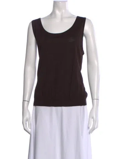 Pre-owned St John Scoop Neck Sleeveless Top In Black